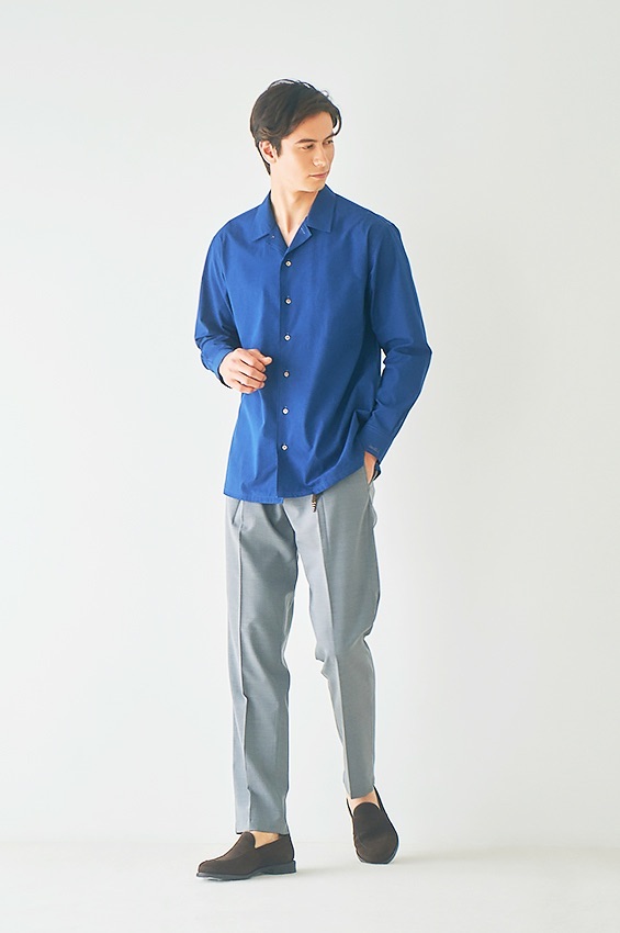 オープンカラーシャツのコーデ