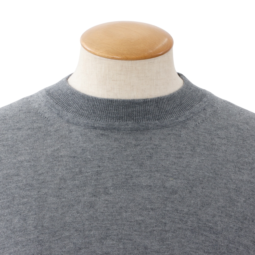 くみくみ グレー L ウール NEW】Mellow Knit セミモックネック シルクカシミヤ グレー M(M