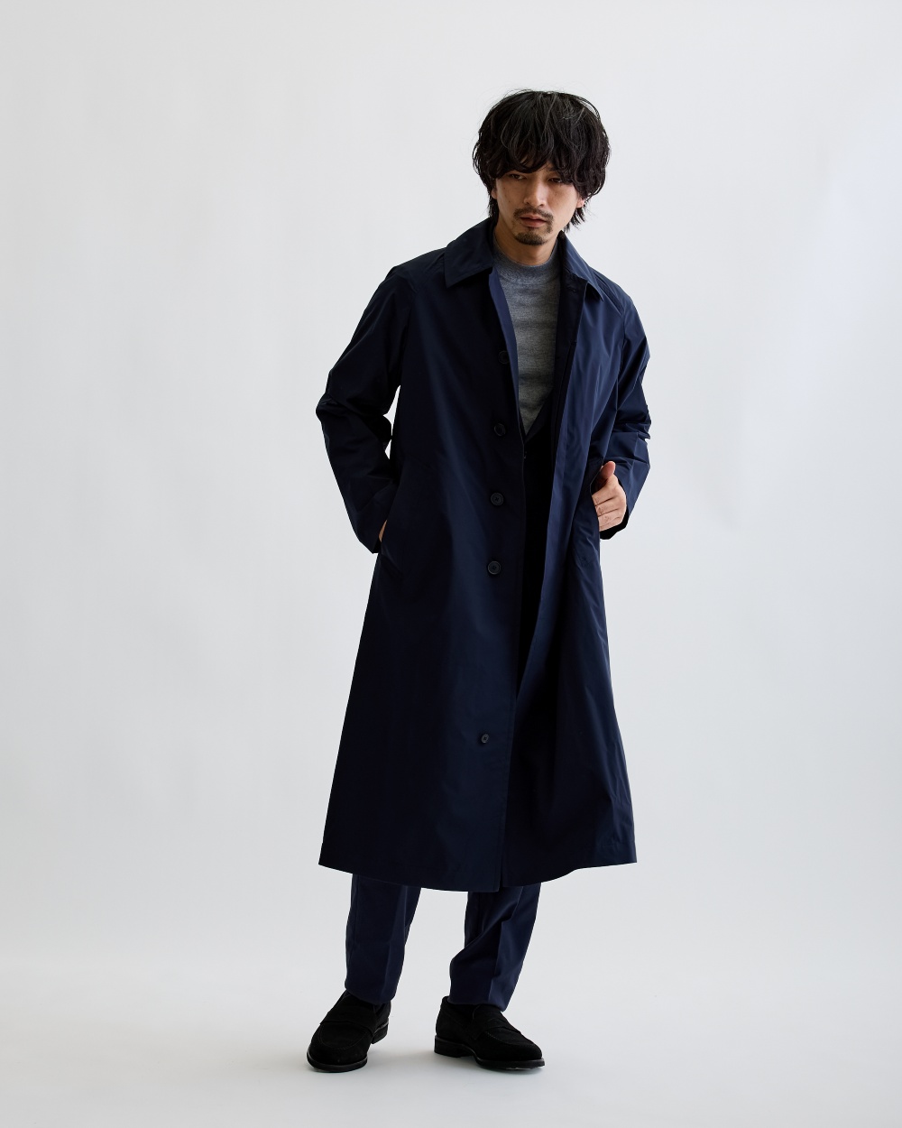 専用→DRESSLAVE asymmetry collor ２way coat ex/tra】2WAY ジャカードボンディングスタンドカラーコート｜コート