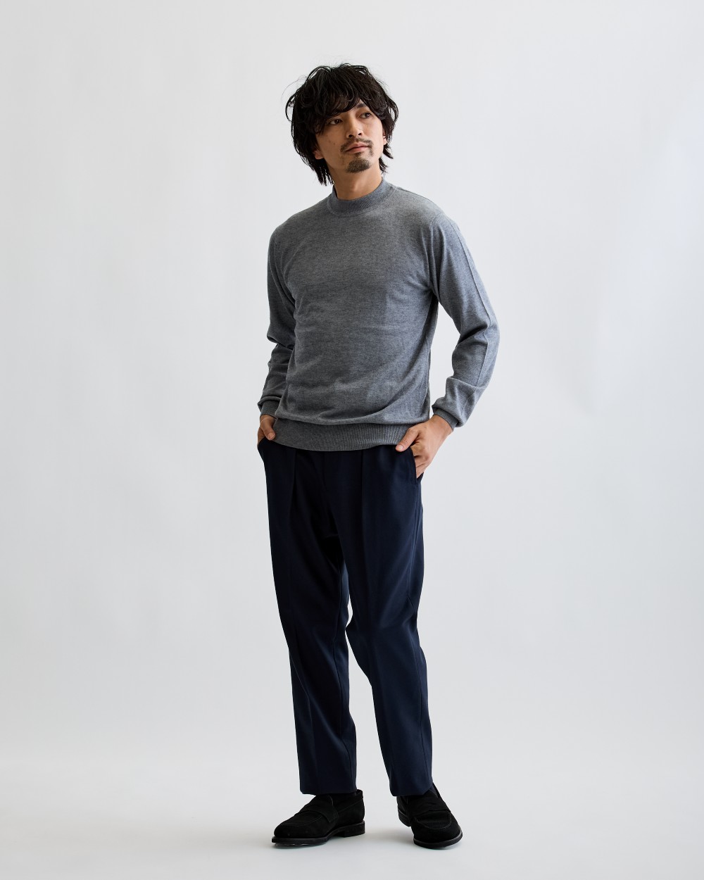 Surf Slacks ウォッシャブル ポリエステル/麻 ストレッチ チャコール S