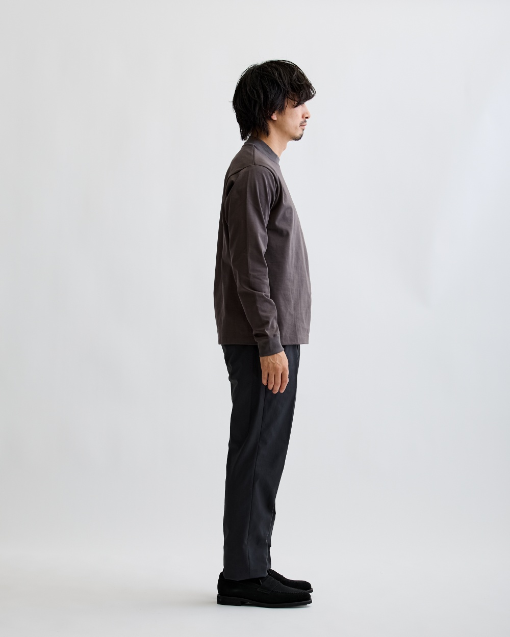 Mellow T-シャツ タートルネック ALBINIコットン 長袖 チャコール S(S