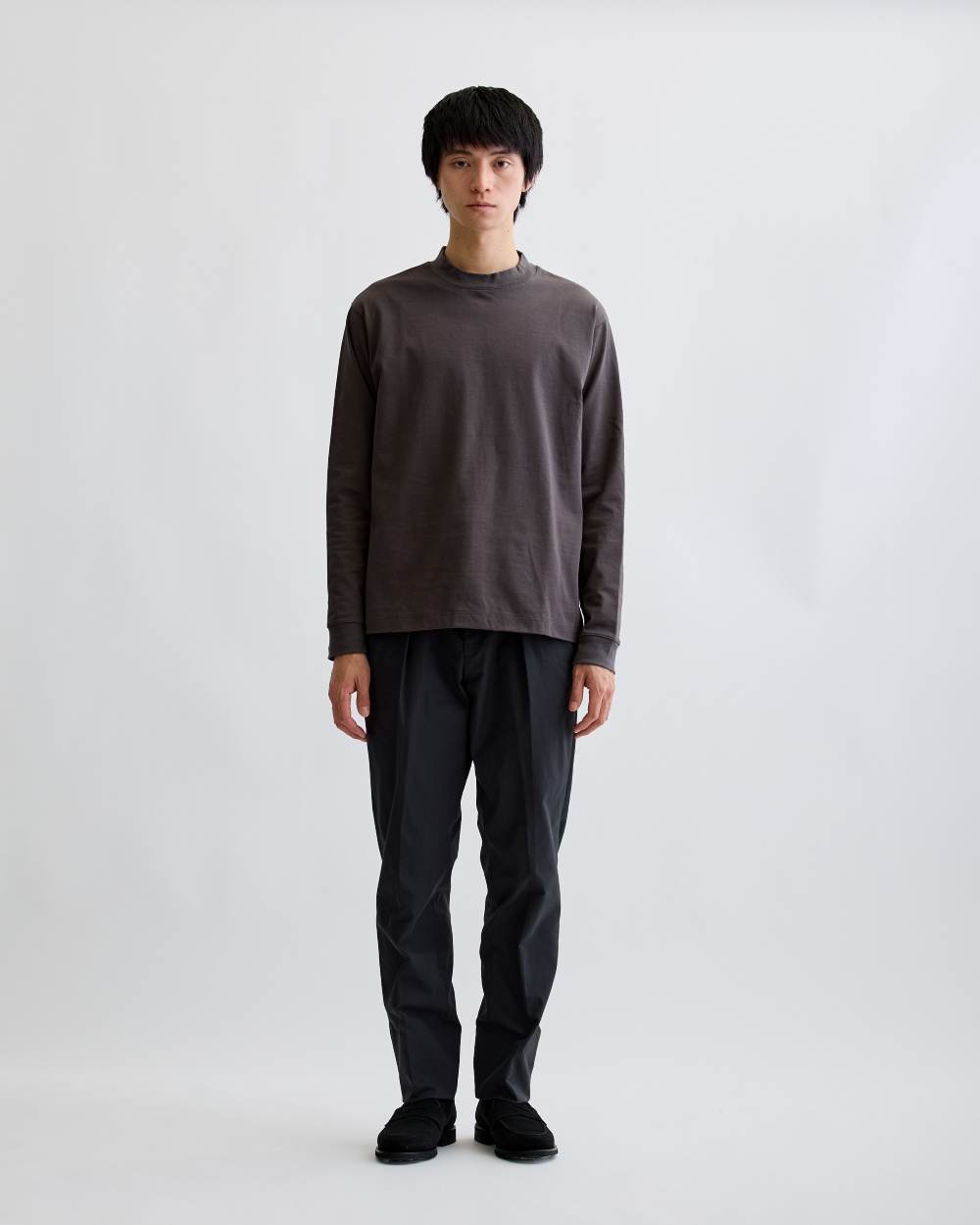 Mellow T-シャツ タートルネック ALBINIコットン 長袖 チャコール S(S